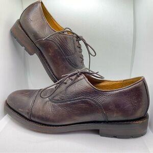 Frye Bowery Bal Cap Toe Lace Up Oxfords Shoes Brown Red 3480533 Dress Leather